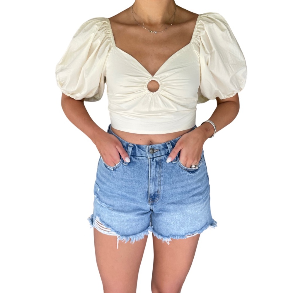 Tan Bubble Sleeve Top